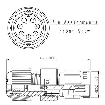 Circular Connector 7 Pin 5A Locking Male Line IP67 Waterproof Plug P9477