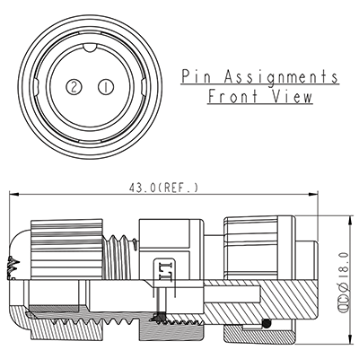 Circular Connector 2 Pin 5A Locking Female Line IP67 Waterproof Socket P9482