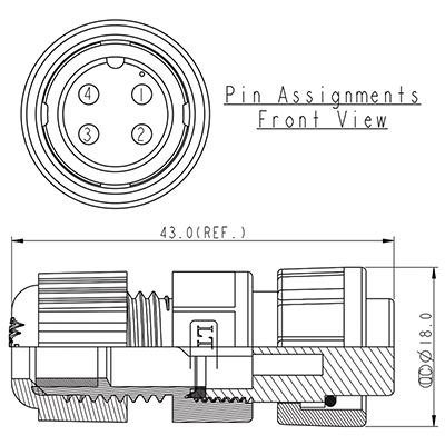 Circular Connector 4 Pin 5A Locking Female Line IP67 Waterproof Socket P9484