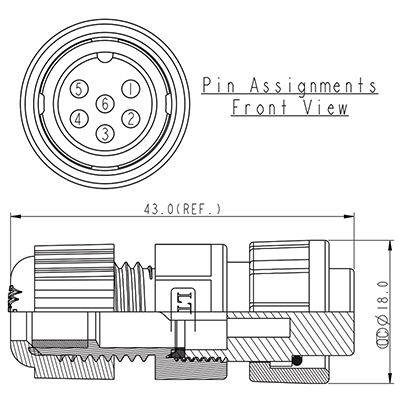 Circular Connector 6 Pin 5A Locking Female Line IP67 Waterproof Socket P9486