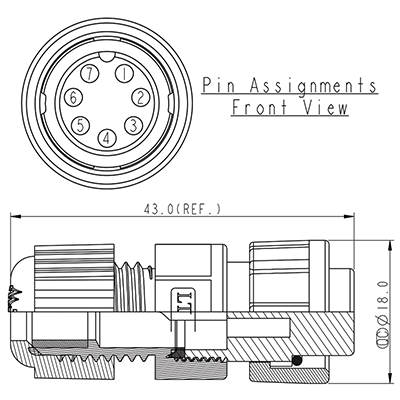 Circular Connector 7 Pin 5A Locking Female Line IP67 Waterproof Socket P9487