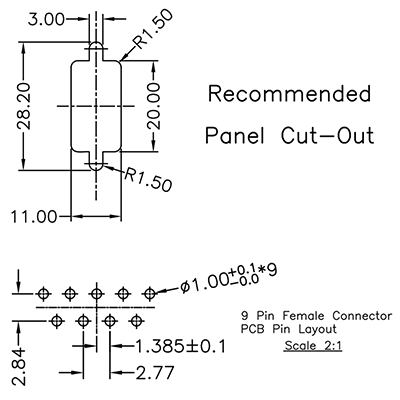 D-Sub Connector DE9 Female PCB IP67 Rated P9654