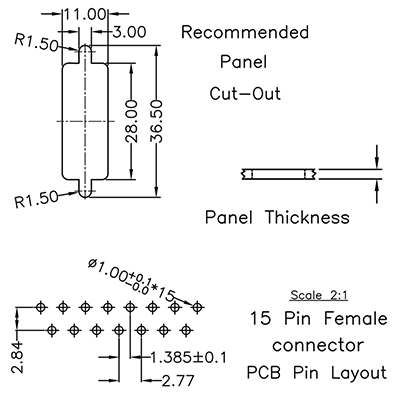 D-Sub Connectors DA15 Female PCB 90 Deg. IP67 Rated P9662