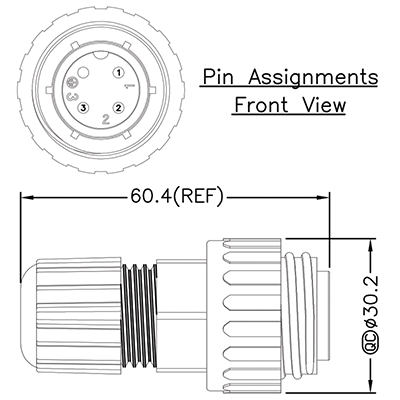 Circular Connectors 4 Pin 12A Screw On Male Line IP67 Waterproof P9756