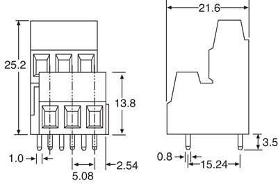 Screw Terminals 3 Way 5.08mm Pitch Dual PCB Mount Terminal Block PA2026