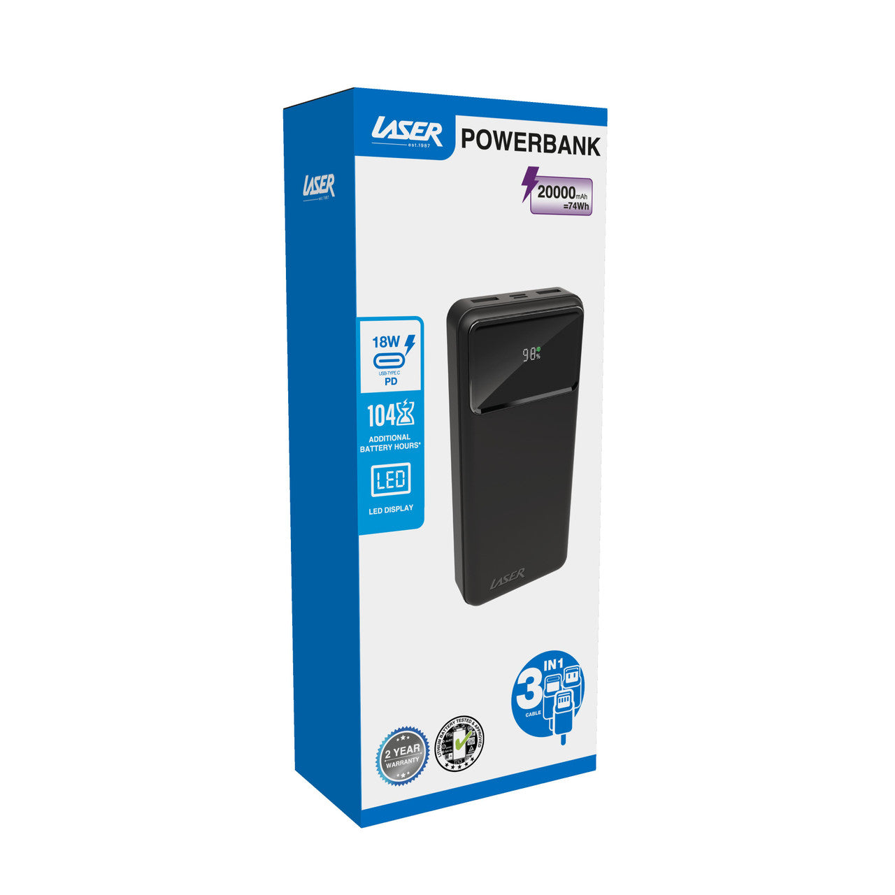 Laser Powerbank 20000mah Black PB-20K24BK