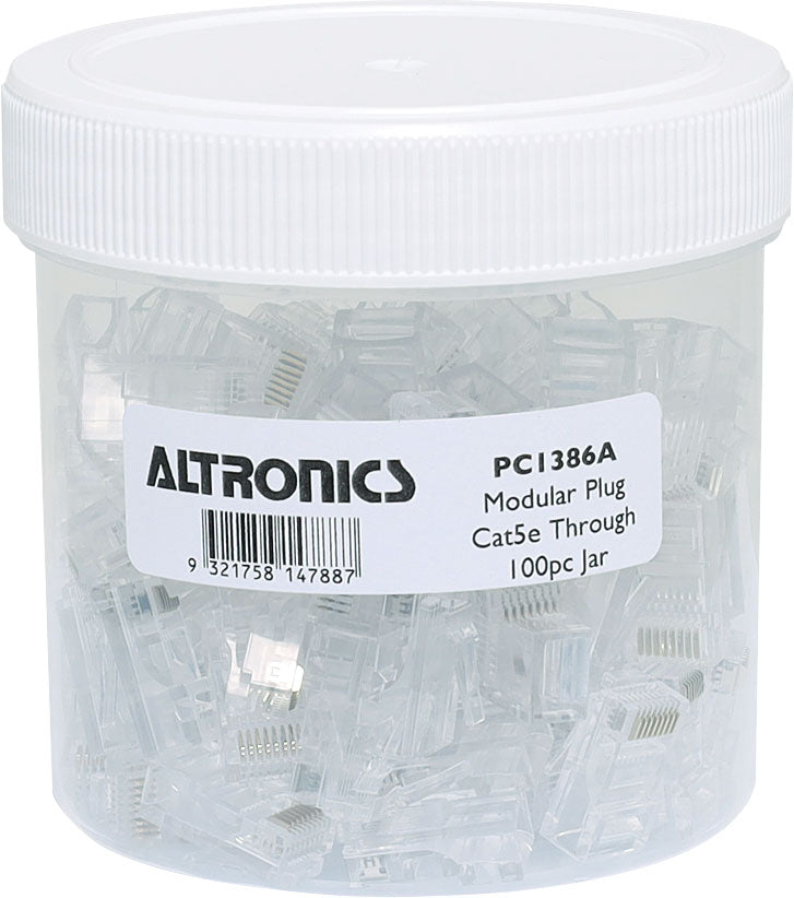 Modular RJ Connector RJ45 Modular Plug Cat5e Through Hole 8P8C Pk 100 PC1386A