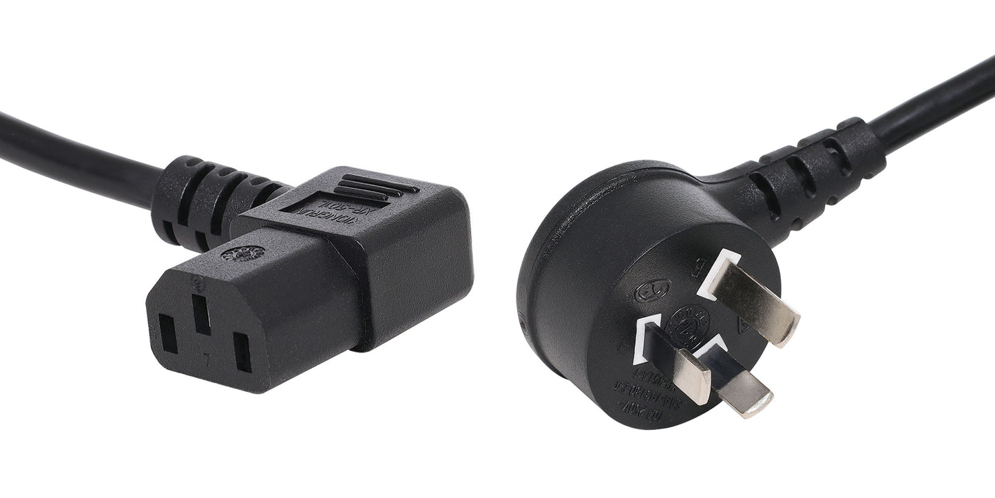 Appliance Power Cable 2m IEC C13 90 Deg. Right 10A 3 Pin Black Appliance Mains Power Cable PR8413