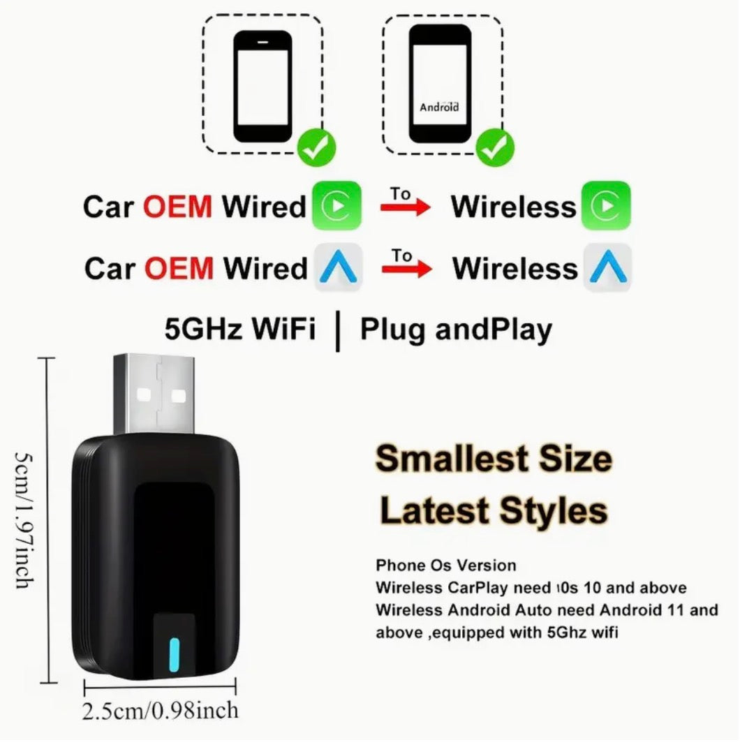 Carplay & Android Auto Wireless Auto Usb Adapter QT1226503