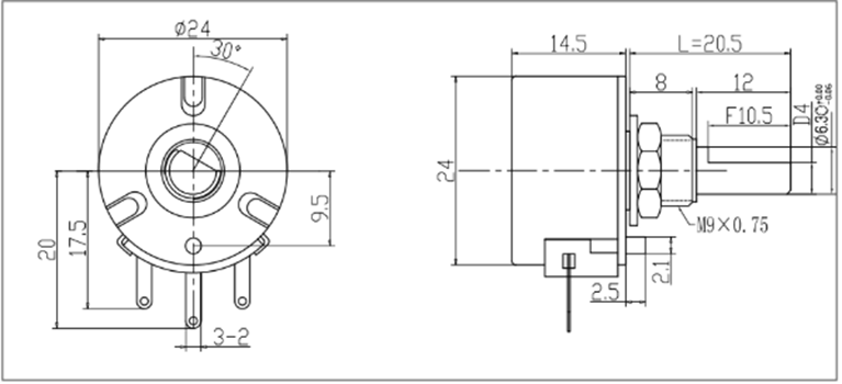 Potentiometer 10k Lin D Shaft 24mm Single 3W Wire-wound Pot R2166B