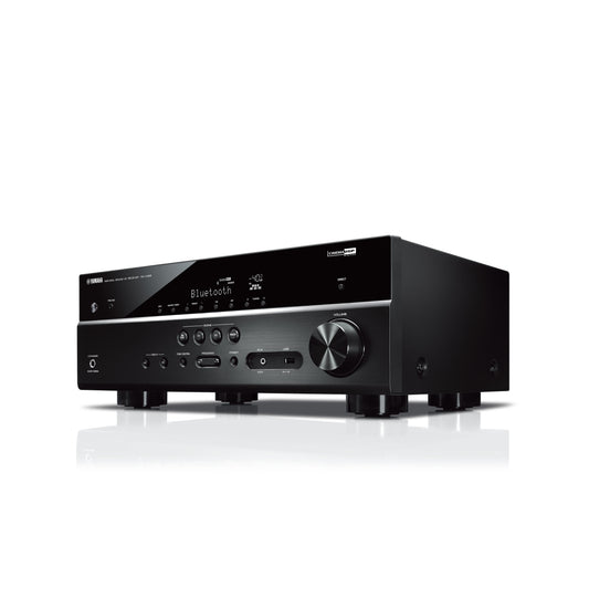 Yamaha Bluetooth compatible 5.1-channel AV receiver with fully discrete configuration and high-quality DACs. RX-V385