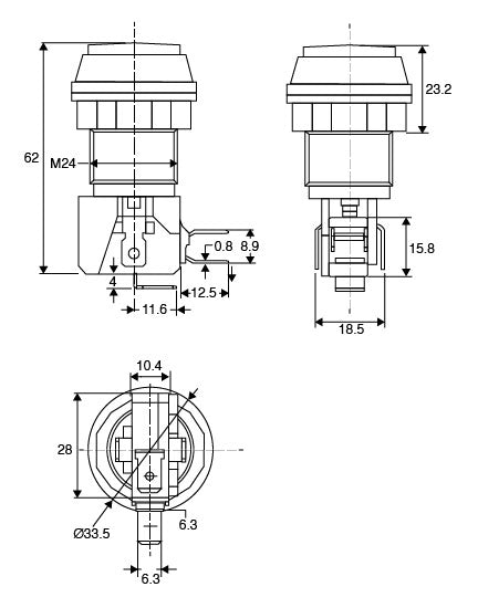Wall Plate Push To Open With Green LED Pushbutton Switch S0155