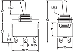 Toggle Switch DPST Momentary On / Off 10A Heavy Duty S1049