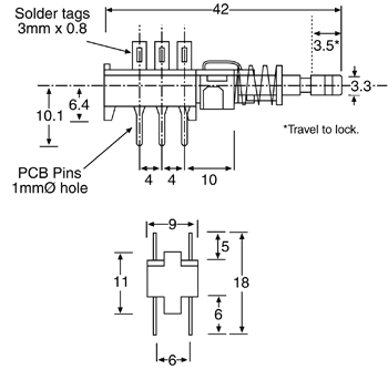 Push Button Switch DPDT Alt. PCB Mount S1510
