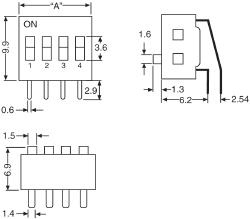DIP DIL Switch 2 Way Tiny Piano SMD S3094