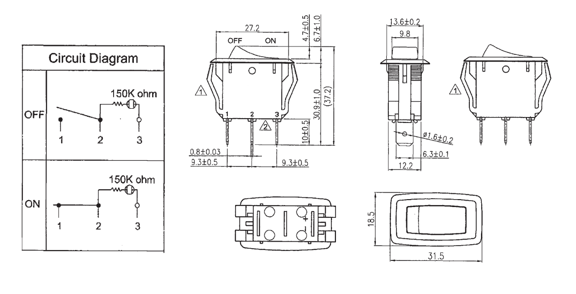 Rocker Switch SPDT Heavy Duty Centre Off Alternate S3232