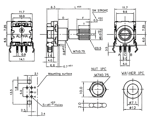 Encoding Switch 90 Degree Rotary S3352