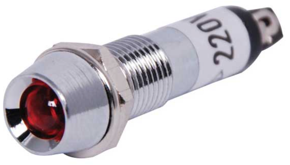 Indicators 220V AC Panel Mount Chrome Bezel Neon Red S4015