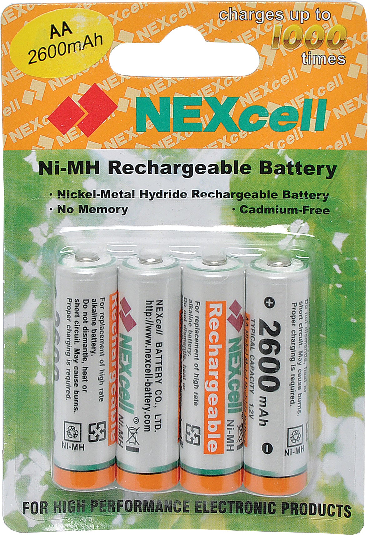 Battery AA 2600mA NiMH Rechargeable 4pk S4746G