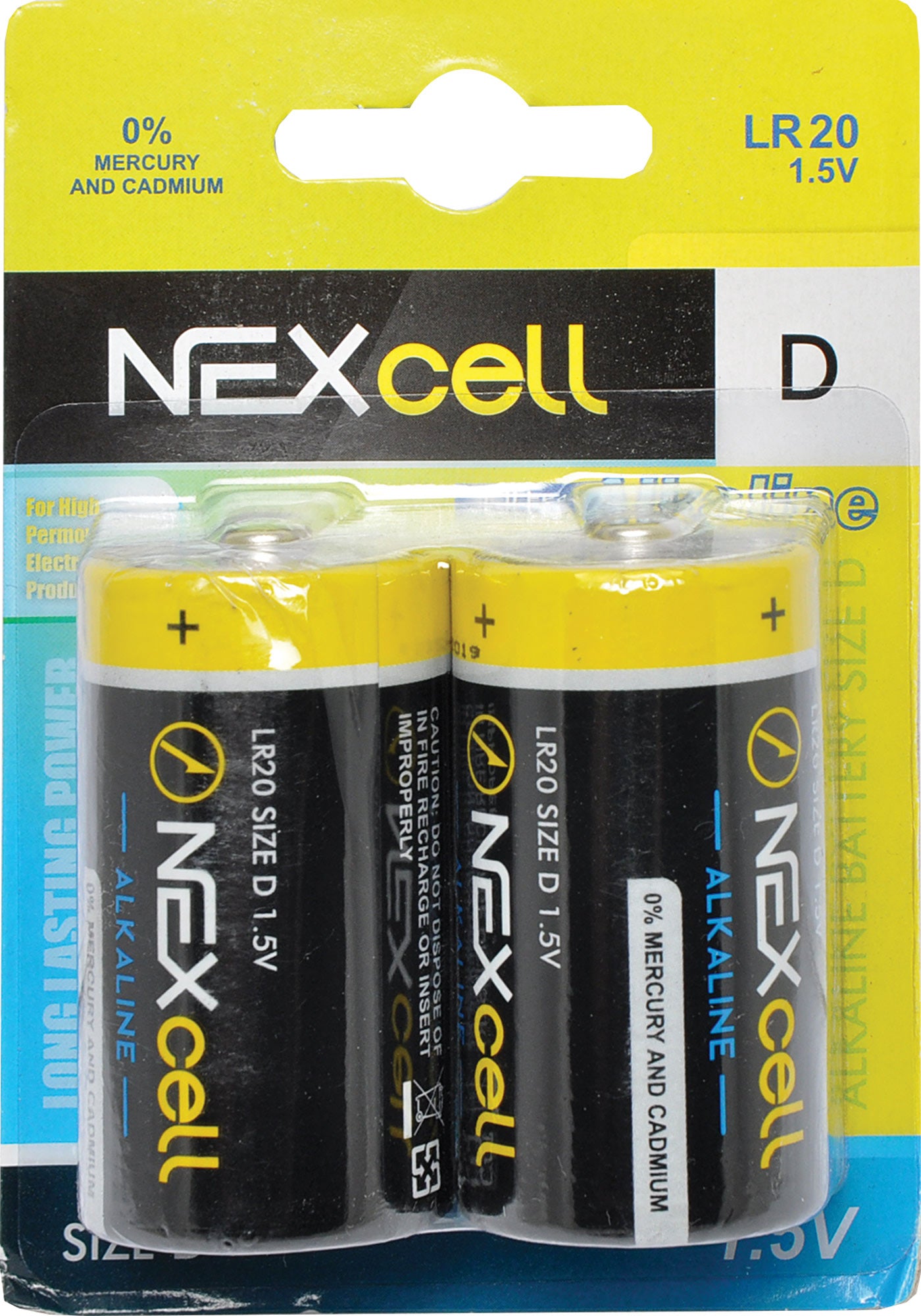 Battery D Nexcell Mercury Free Alkaline Battery 2pk S4965B