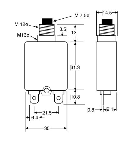 Circuit Breaker 10A Panel Mount S5510