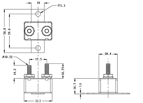 Circuit Breaker 20A 12V Stud Type Surface Mount S5569