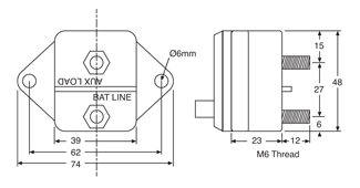 Circuit Breaker 50A Panel Mount IP67 Waterproof S5873