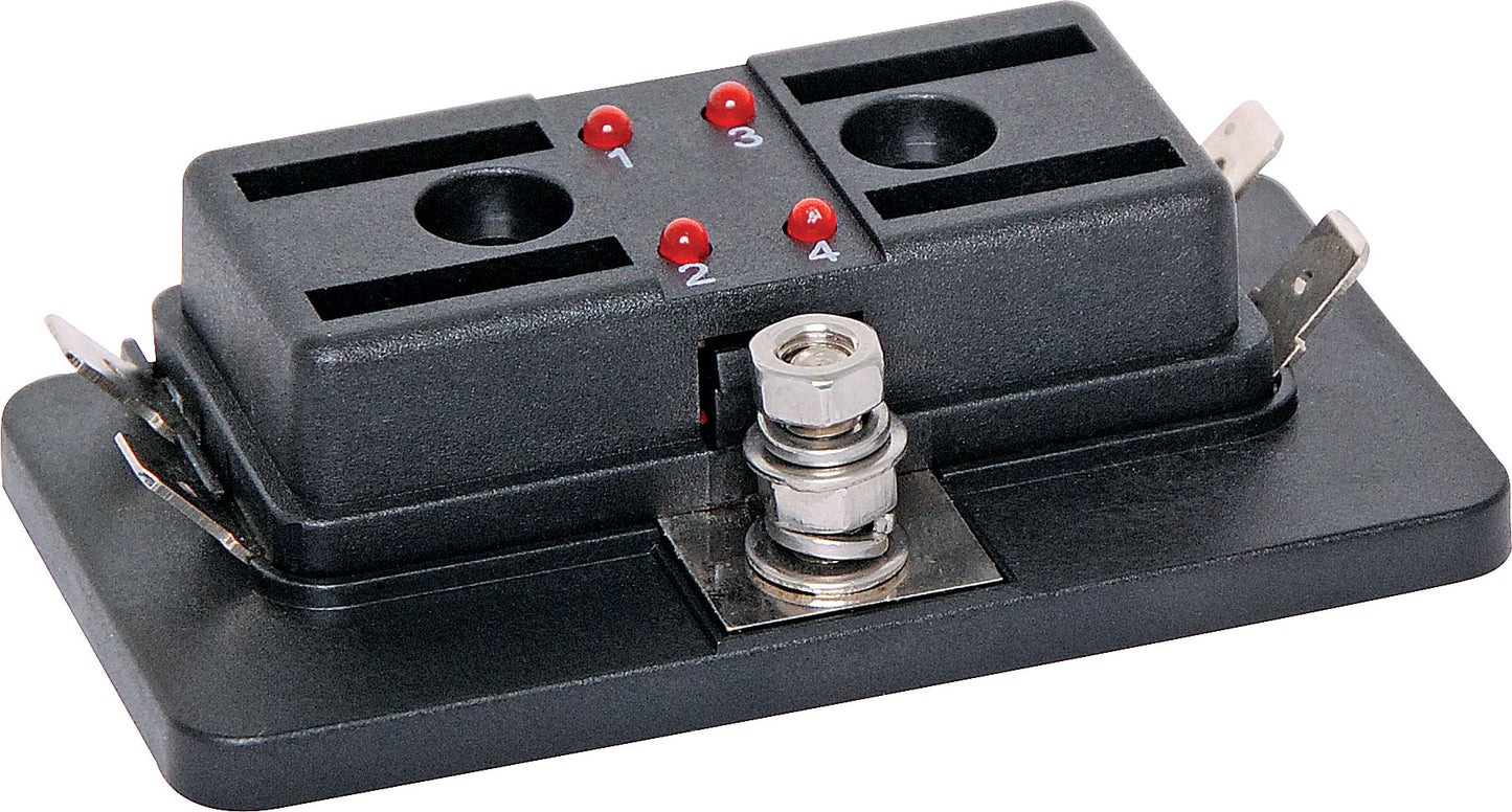 Fuse Block Panel Automotive Blade 4 Way With LEDs S6032