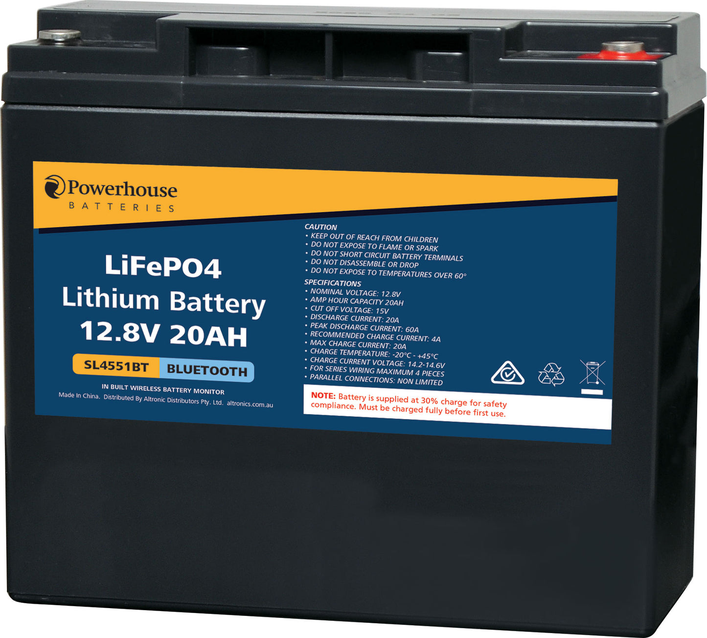Battery 12v 20ah Lithium Lifepo4 M5/f13 With Bluetooth SL4551BT