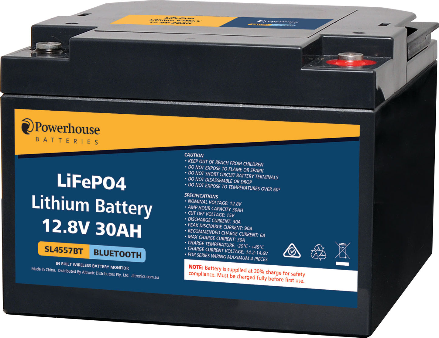 Battery 12v 30ah Lithium Lifepo4 M6/f8 With Bluetooth SL4557BT
