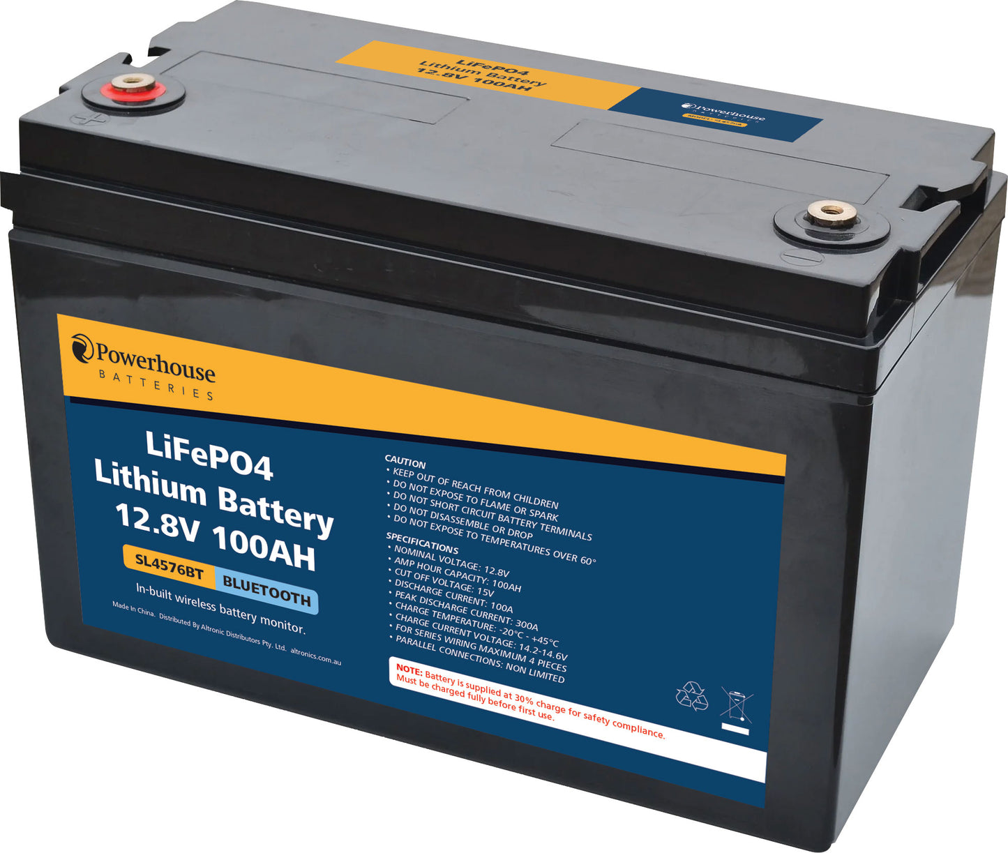 Battery 12V 100Ah Lithium LiFePO4 M8 With Bluetooth SL4576BT