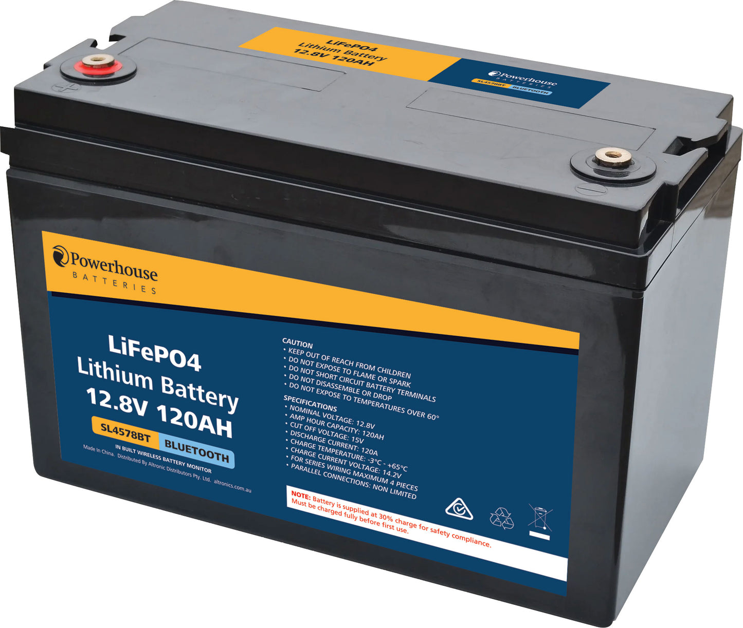 Battery Lithium 12V 120Ah LiFePO4 M8/F12 With Bluetooth SL4578BT