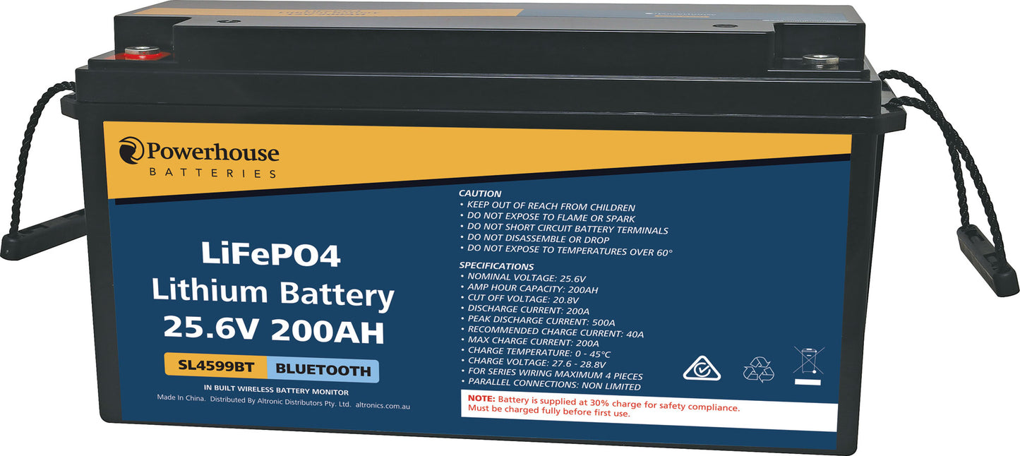 Battery 24V 200Ah Lithium LiFePO4 M8/F12 With Bluetooth SL4599BT