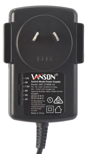 Mains Adaptor Multi Volt 3-12vdc@2.5a 7 Plugs SMP-27WME