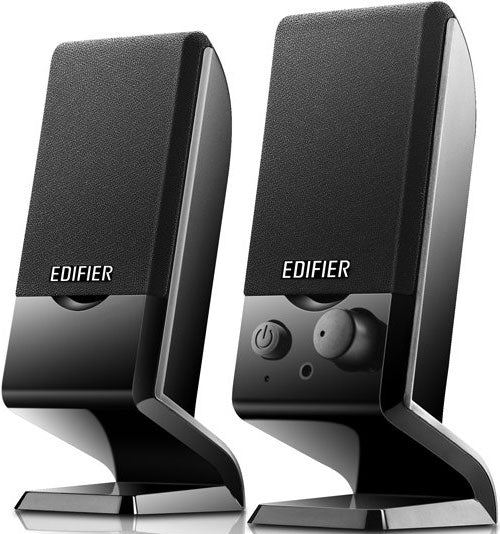 Edifier M1250 2.0 USB Powered Compact Multimedia Speakers - 3.5mm AUX/Flat Panel Design Satellites/Built in Power/Volume controls/Black SPE-M1250