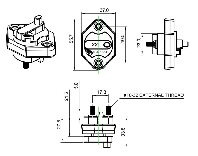 Circuit Breaker 50a Panel Mount Waterproof SS5885