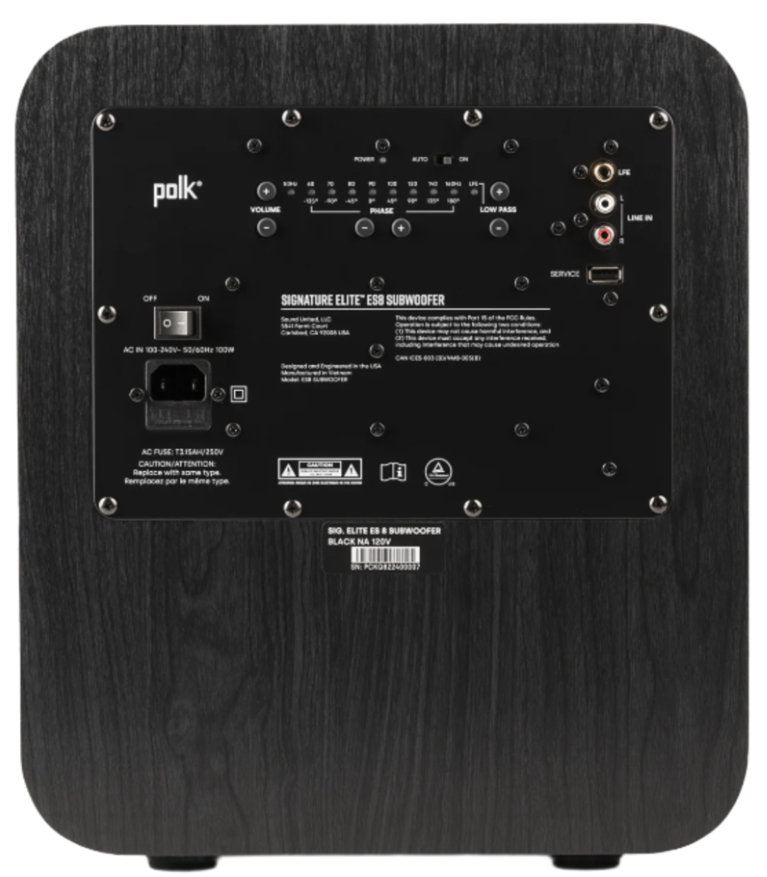Polk Audio Signature Elite ES08 Subwoofer 8" 100w 32-80hz Black SIGS08SUBELBKAU