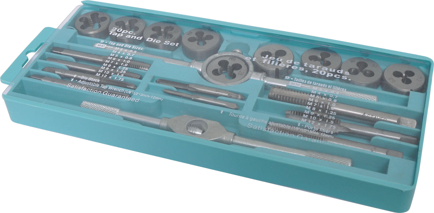 Cutting & Drilling M3-M12 Tap and Die Set 20pc T1422