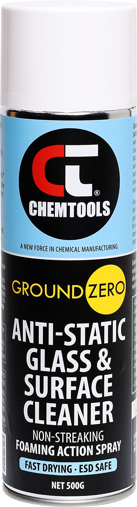 Aerosols & Solvents Ground Zero Anti-Static Glass & Surface Cleaner Aerosol 500g T3056