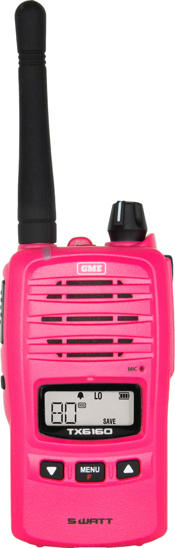 GME McGrath Foundation 5/1 WATT IP67 UHF CB Handheld Radio - Pink TX6160XMCG