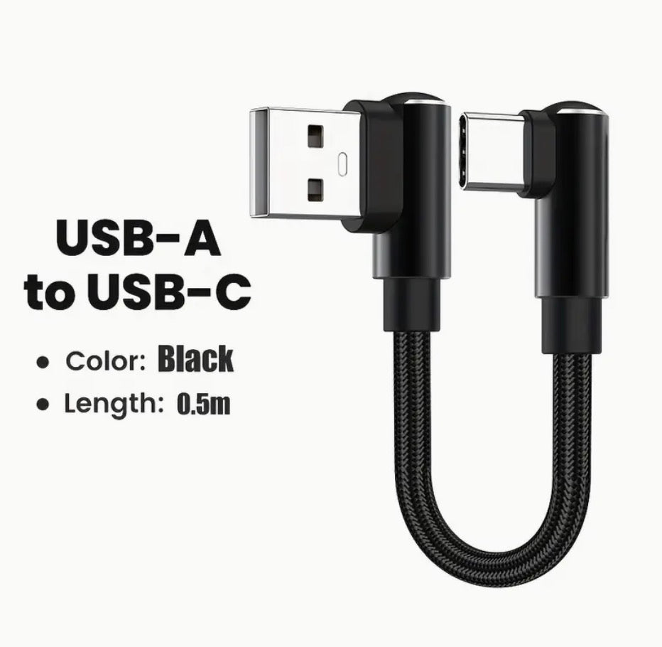 USB A Right Angle To Type-C Right Angle Armoured USB Cable UE1810123/B.5
