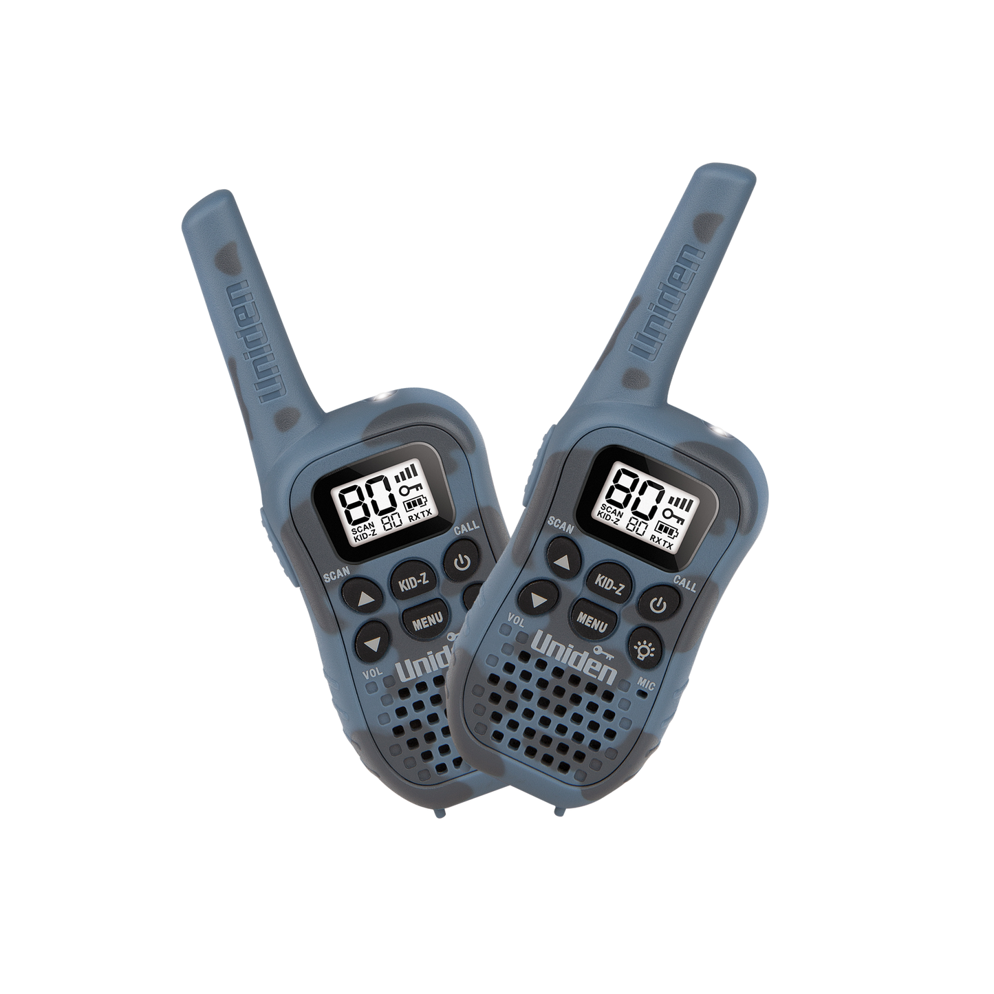 UNIDEN  80 Channel UHF CB Handheld Radio with Kid Zone Blue Camo 2Pk UH45CB-2