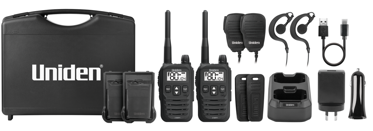 Uniden 80ch 2W Handheld Tradie 2pk UH825-2TP