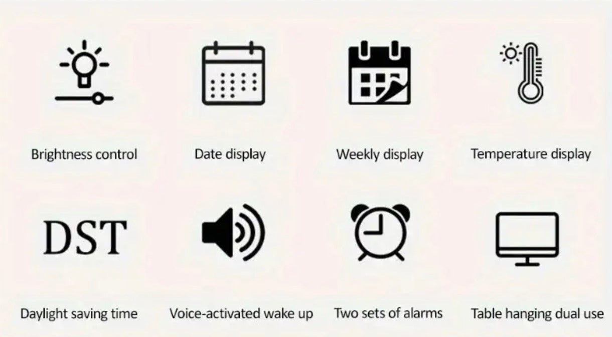 Clock Voice Activated Led Blue Digital With Dual Alarm, Calendar, Weekdays, Temperature Display Rk1361647/BB