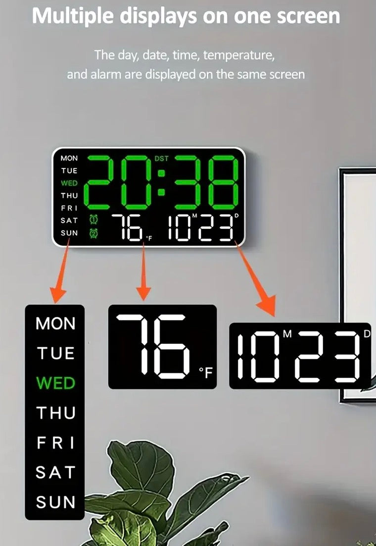 Clock Voice Activated Led Blue Digital With Dual Alarm, Calendar, Weekdays, Temperature Display Rk1361647/BB