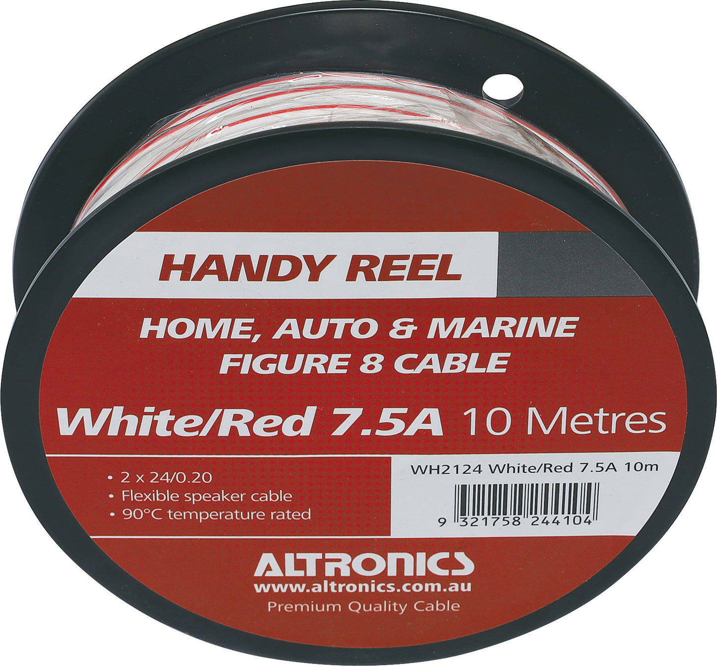 Figure 8 Cable 18AWG Handy Cable Reel White/Red 10m WH2124