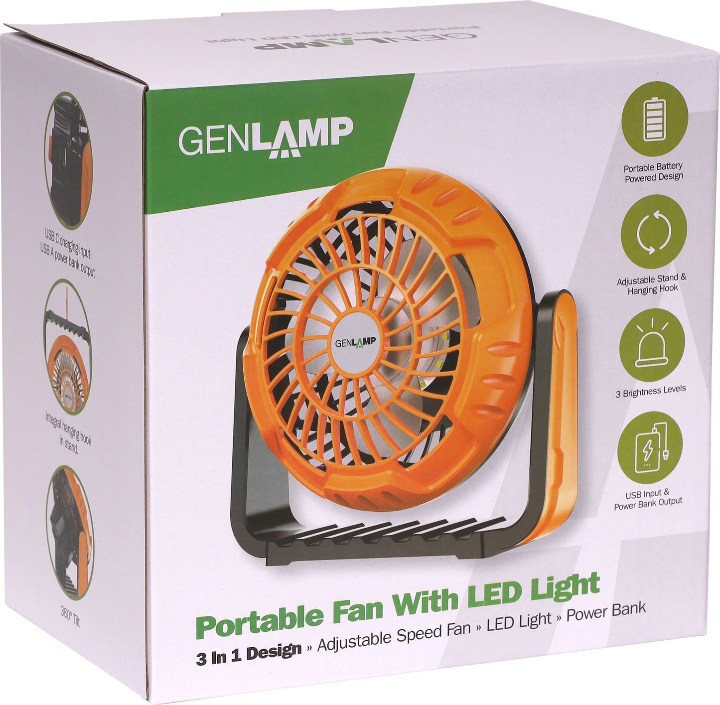 Fan USB Rechargeable With Led Light Portable X0217
