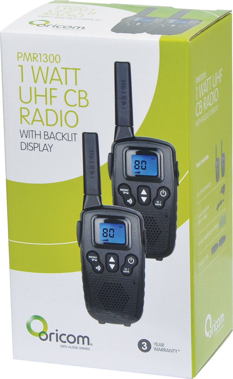 UHF Transceivers PMR1300 80Ch 1W UHF CB Transceiver Pair X0569