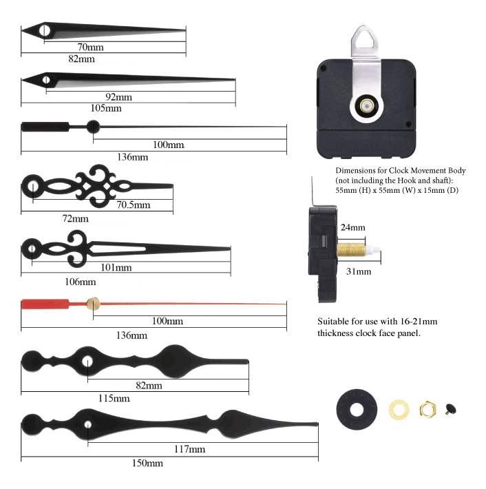 Quartz Clock Movement Kit For 16-21mm Panel X1014A
