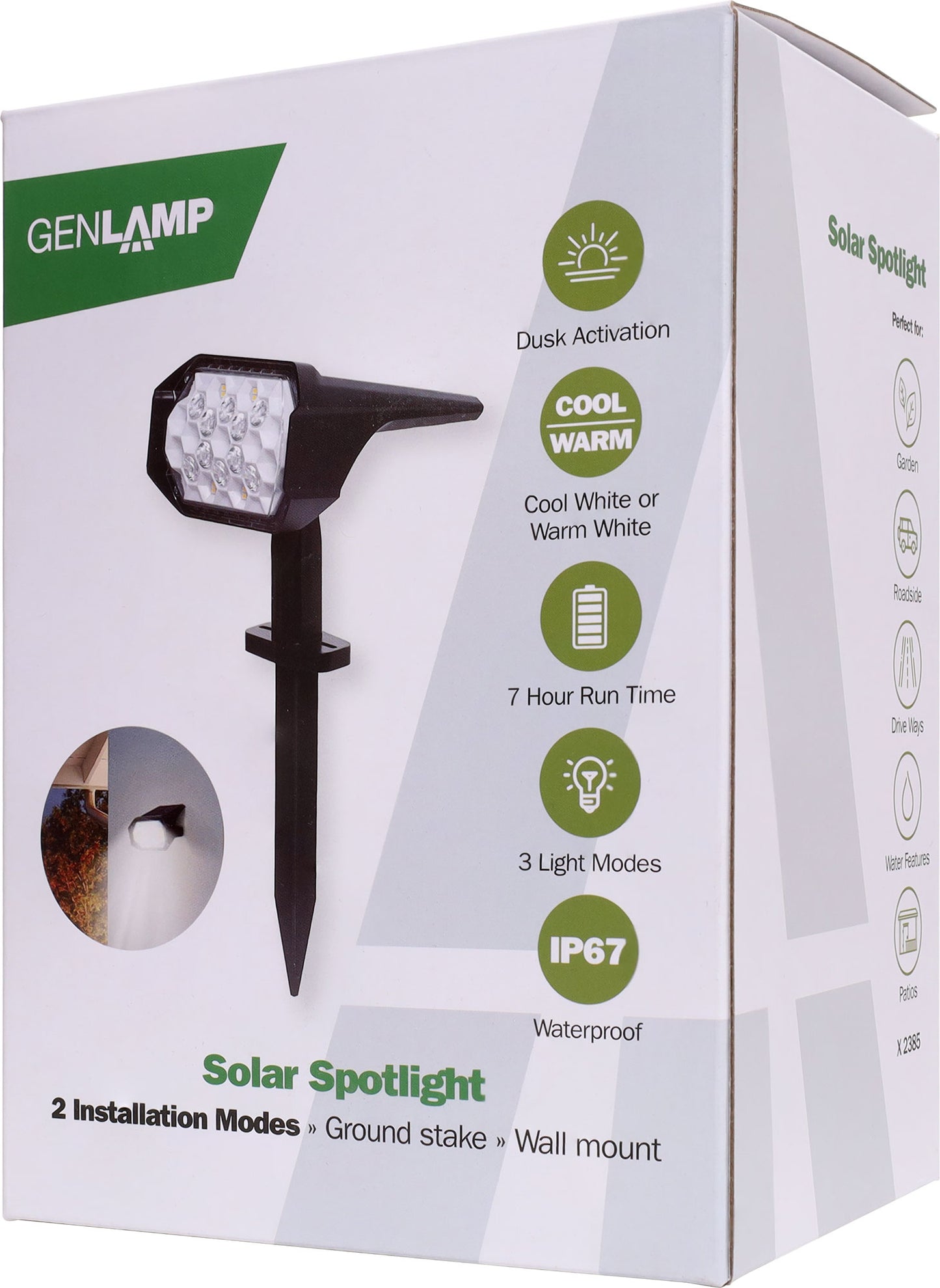 LED Lighting 6W Outdoor Wall/Garden Solar Spotlight X2385